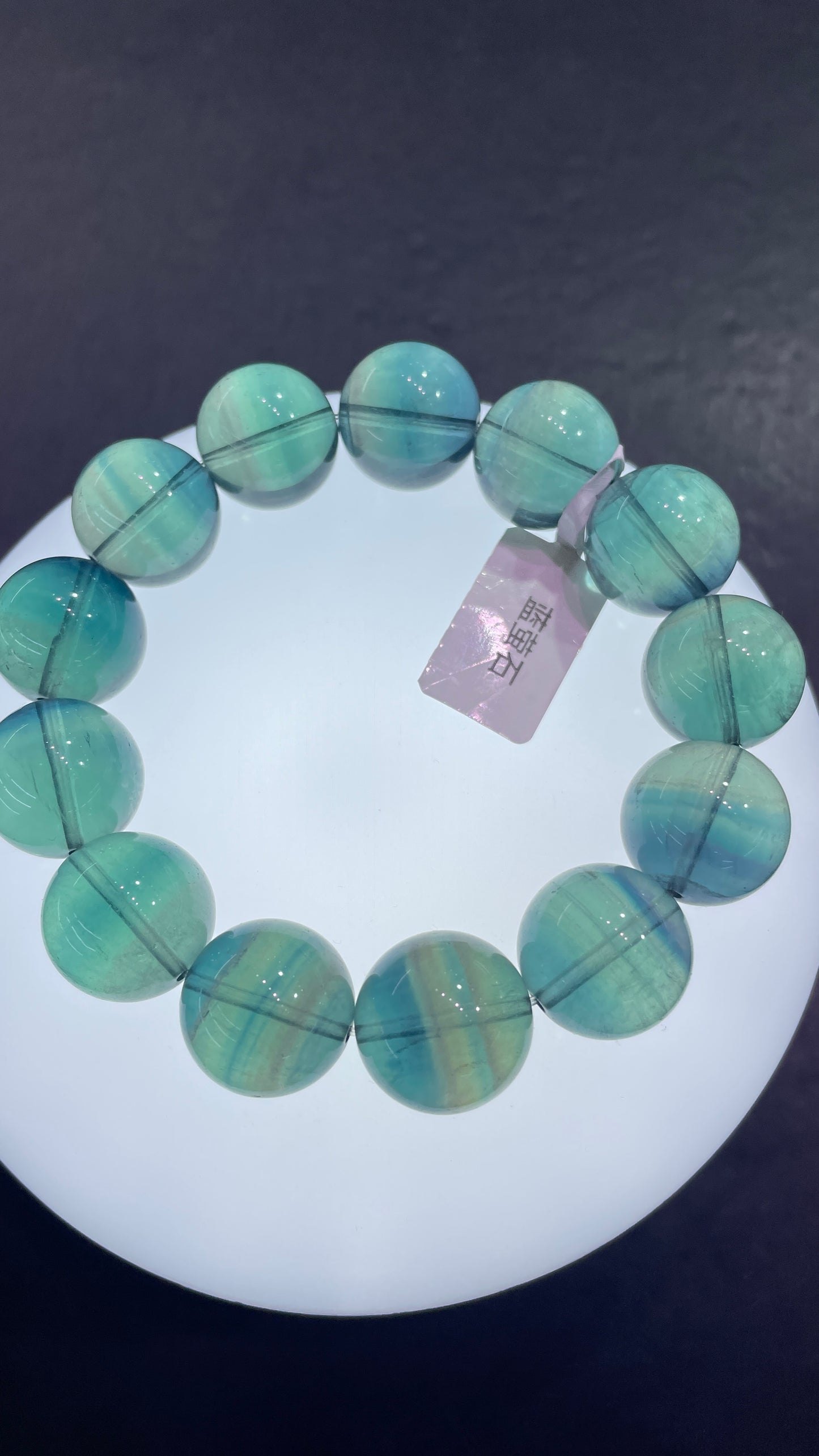 Fluorite bracelet blue rainbow and purple color