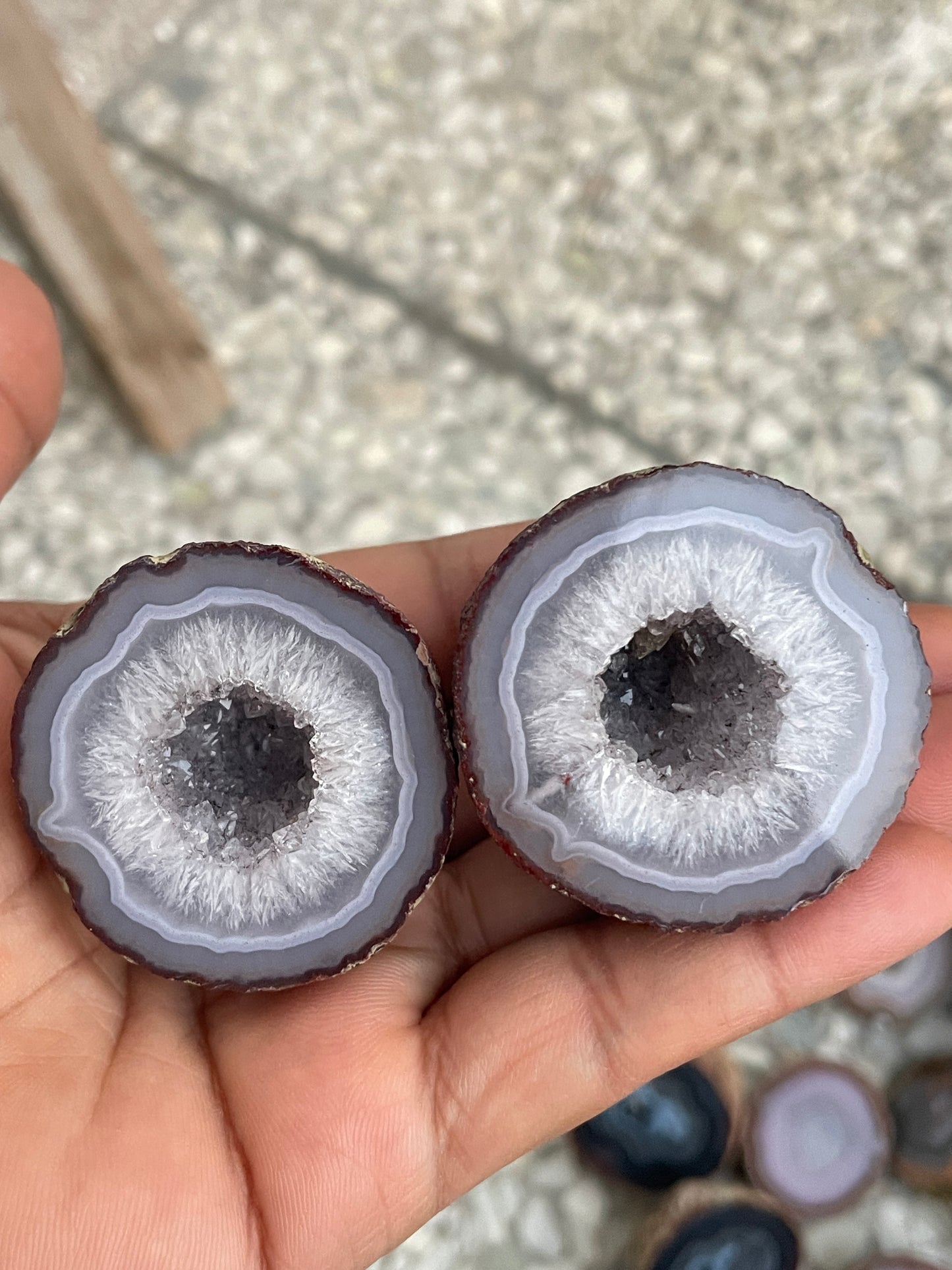 Pink zhanguo agate pairs