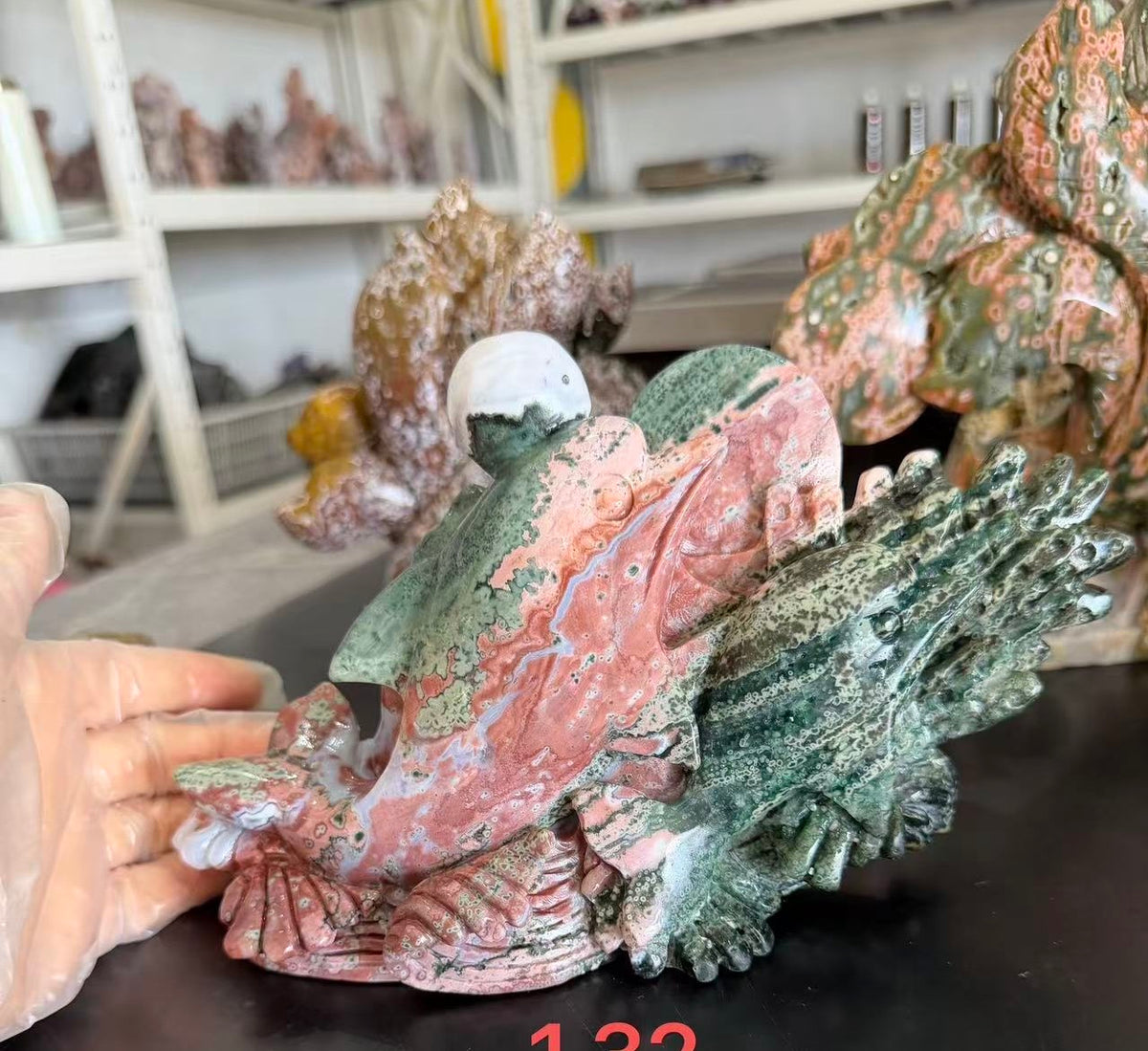 Ocean jasper and alashan agate mini carvings