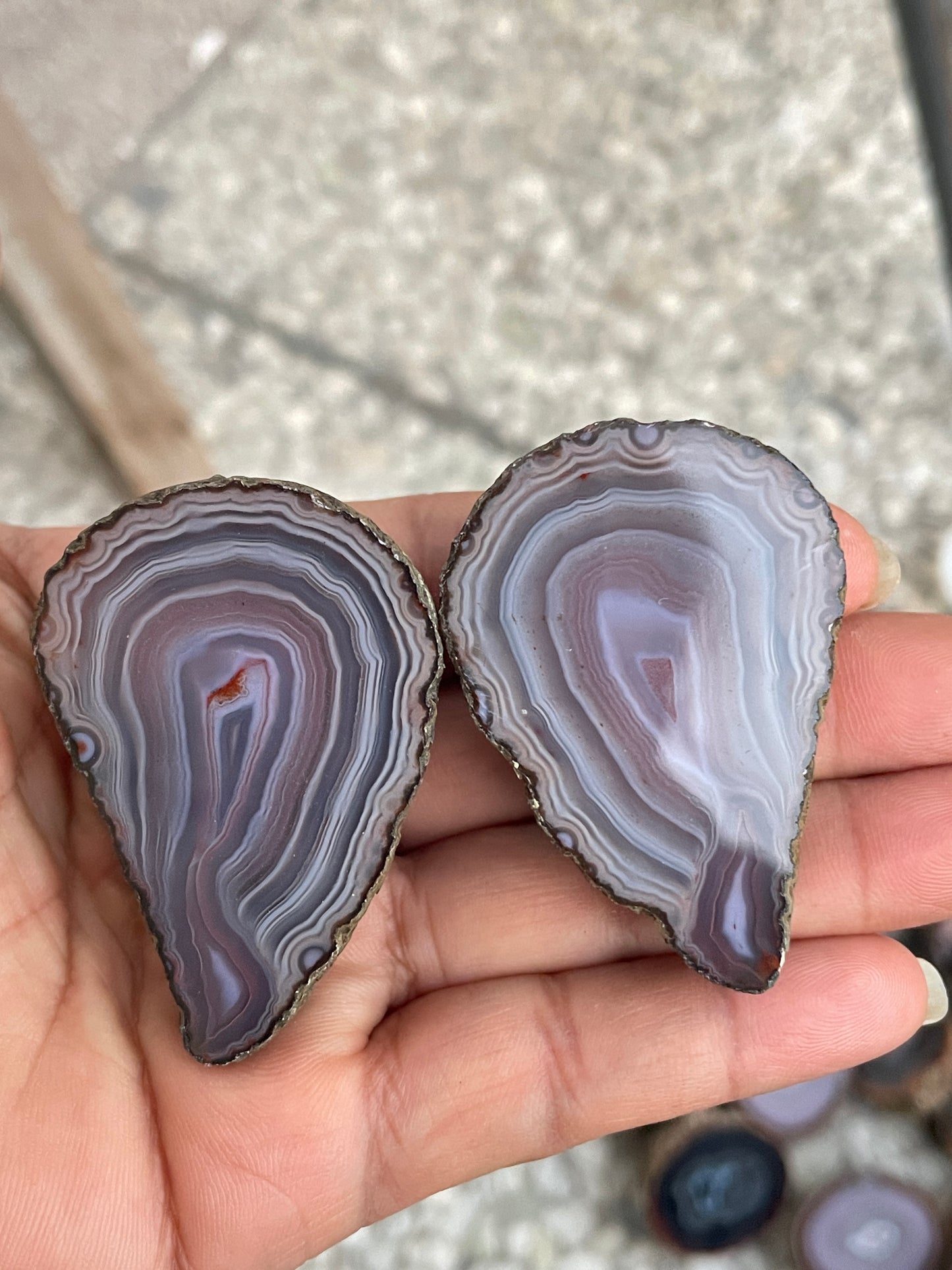 Pink zhanguo agate pairs