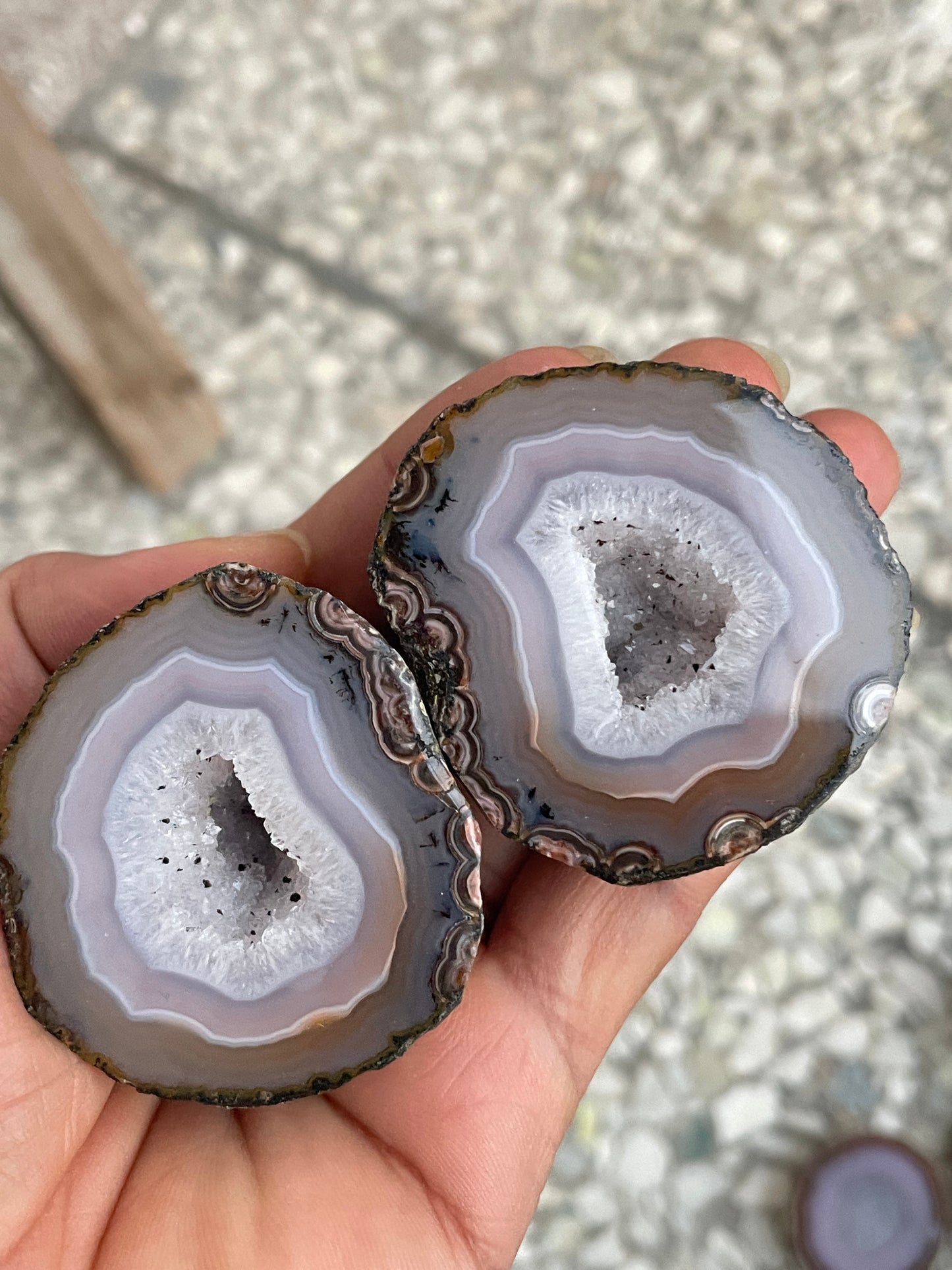 Pink zhanguo agate pairs