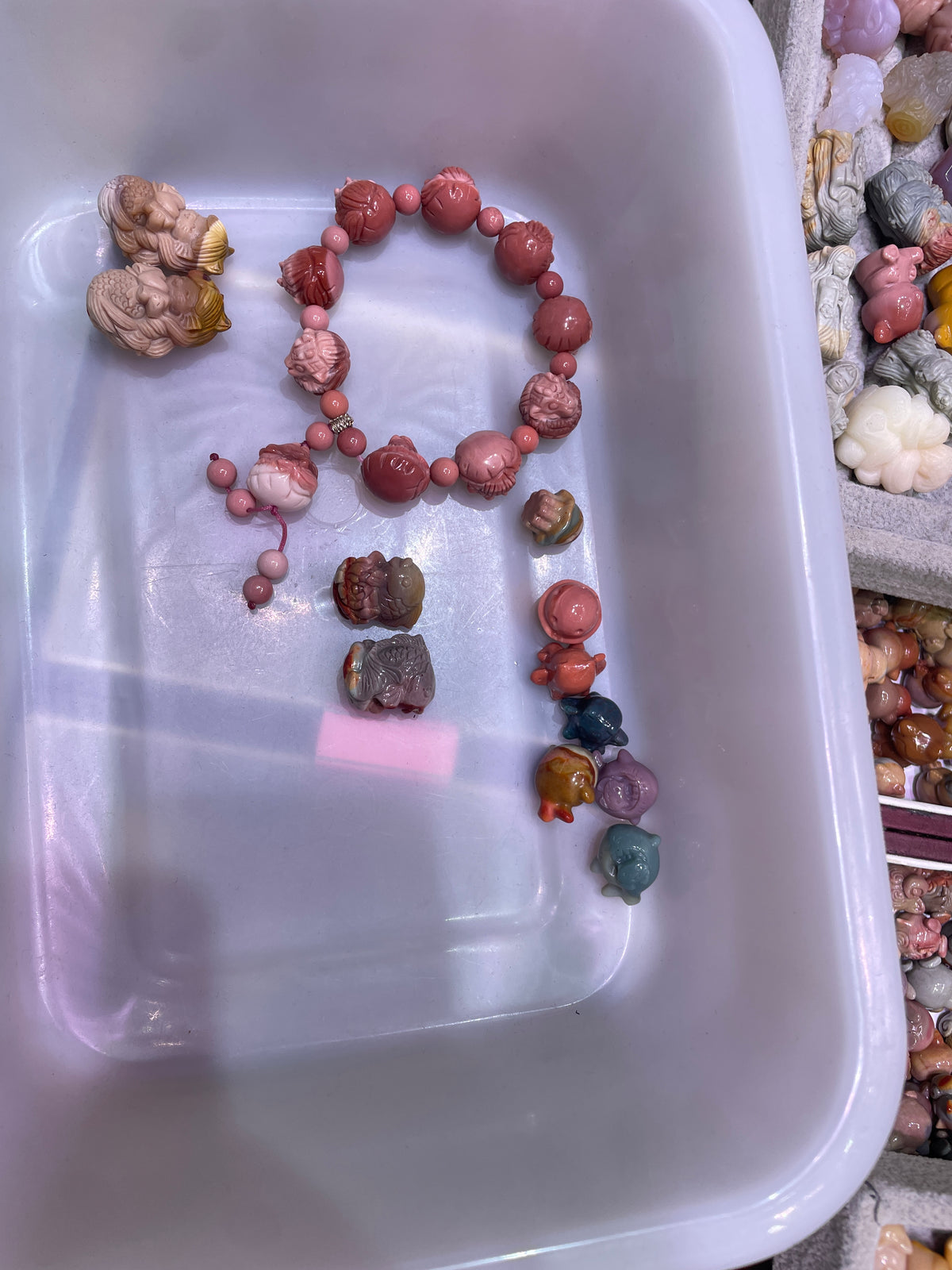 Ocean jasper and alashan agate mini carvings