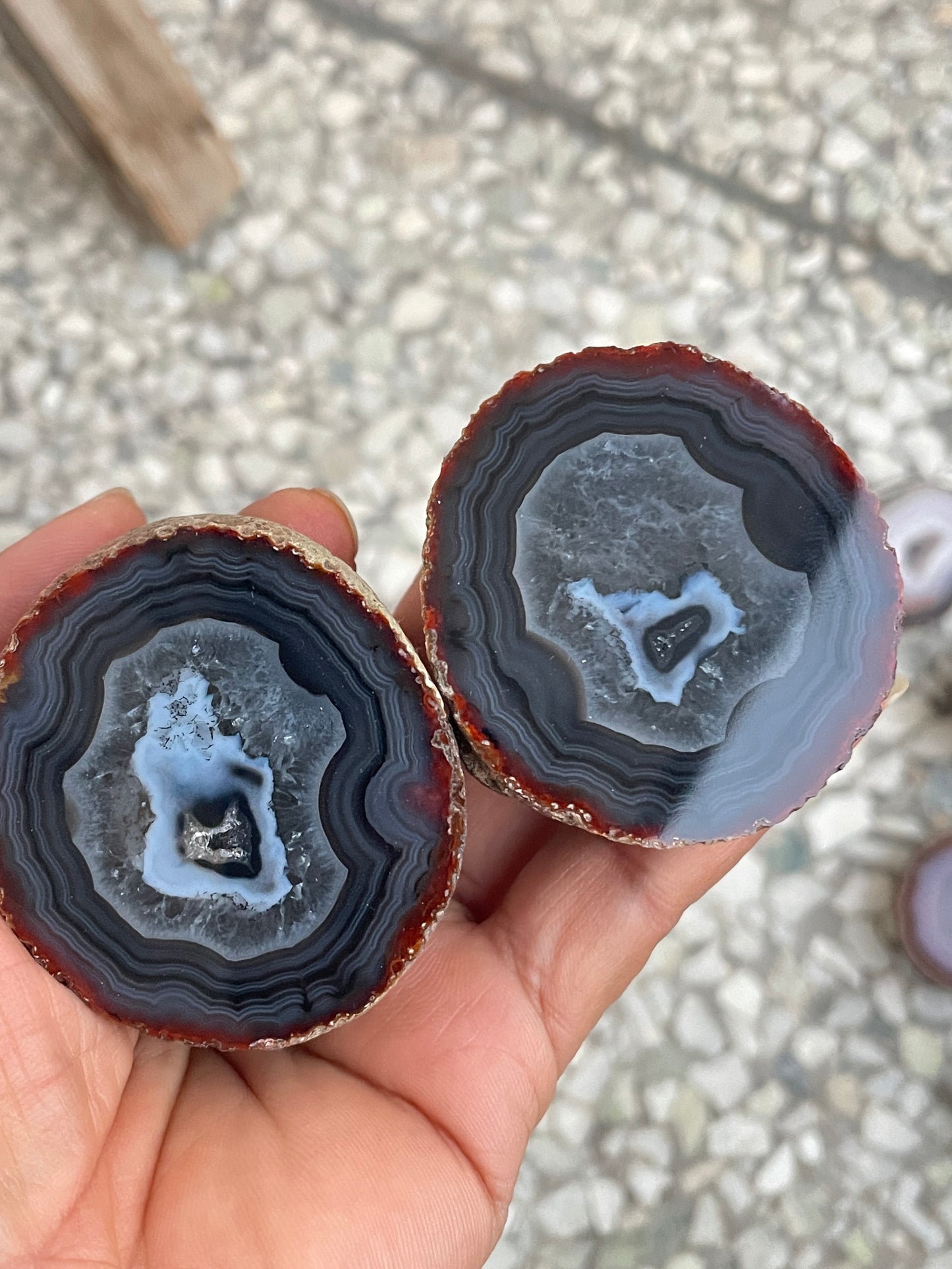 Pink zhanguo agate pairs